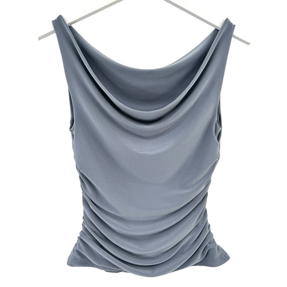 Wilfred Smooth Matter Clarissa Gray Blue Sleek Drapey Cowlneck DressTop sz S - Picture 5 of 11